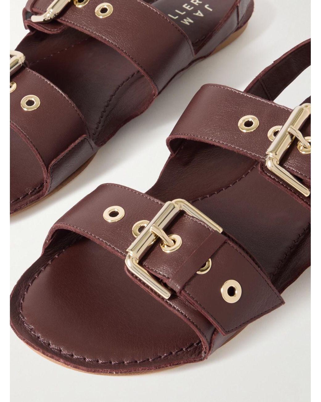 Jamie Haller Brown The Double Buckle Leather Sandals
