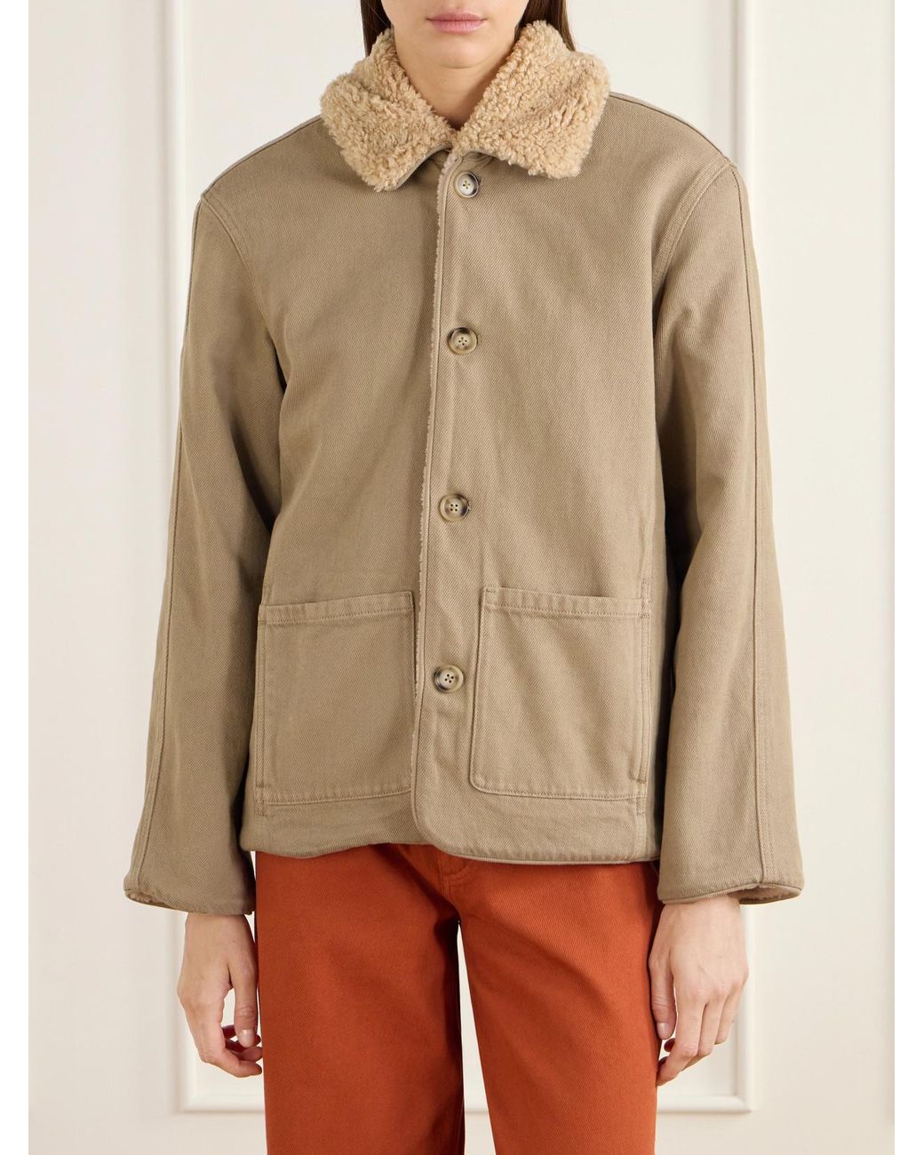 Still Here Natural Townes Reversible Plush And Denim Jacket