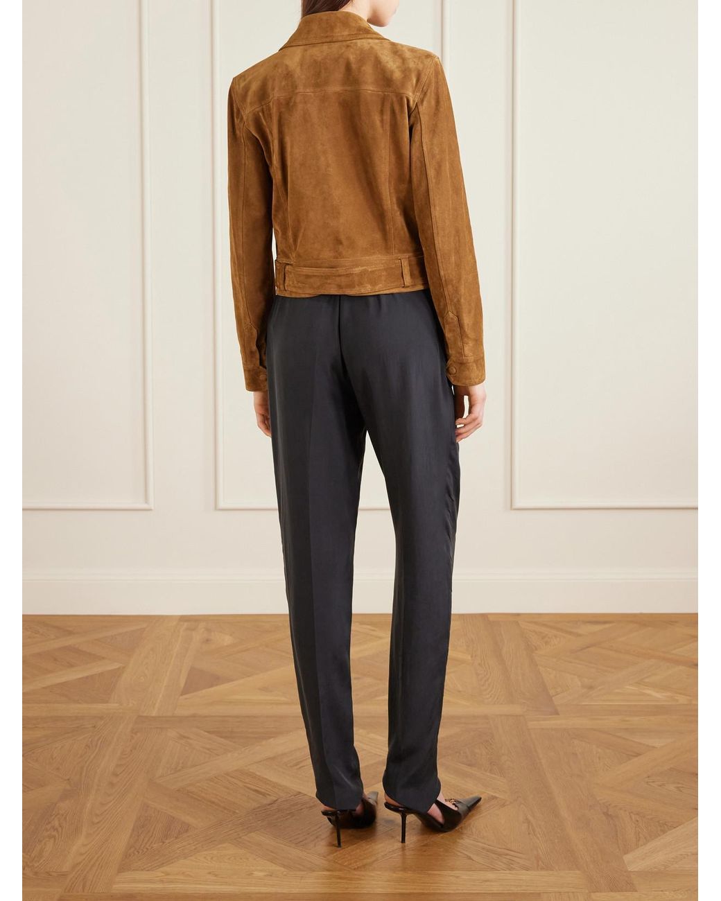 Saint Laurent Brown Belted Suede Jacket