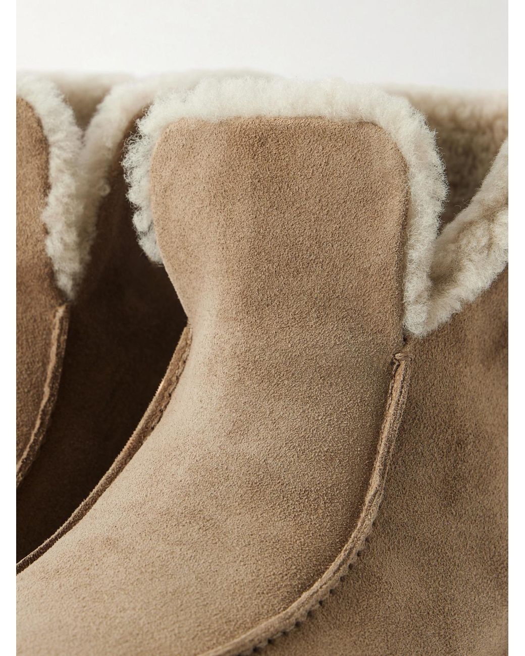 LEGRES Brown 52 Shearling-Trimmed Suede Ankle Boots