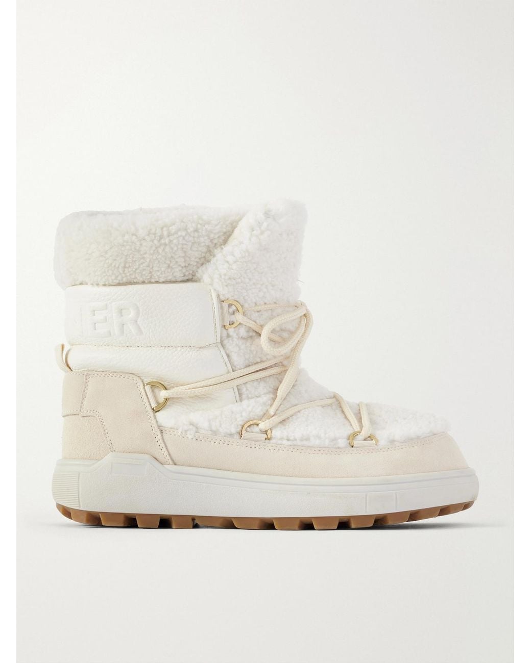 Bogner White Chamonix S 10 C Suede-Trimmed Shearling Snow Boots