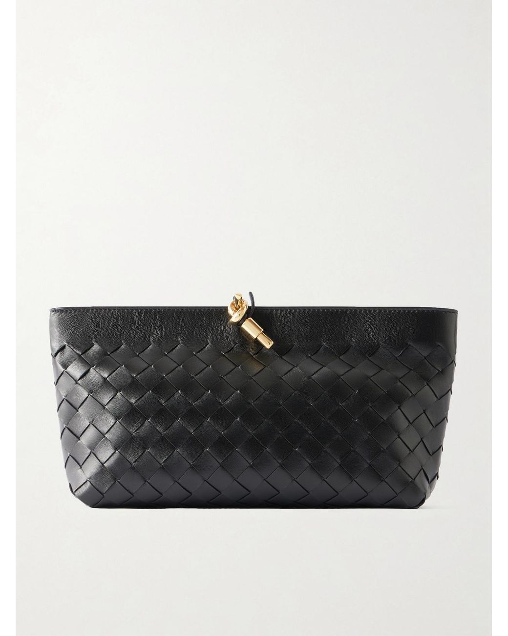 Bottega Veneta Black Andiamo Intrecciato Leather Boat Pouch