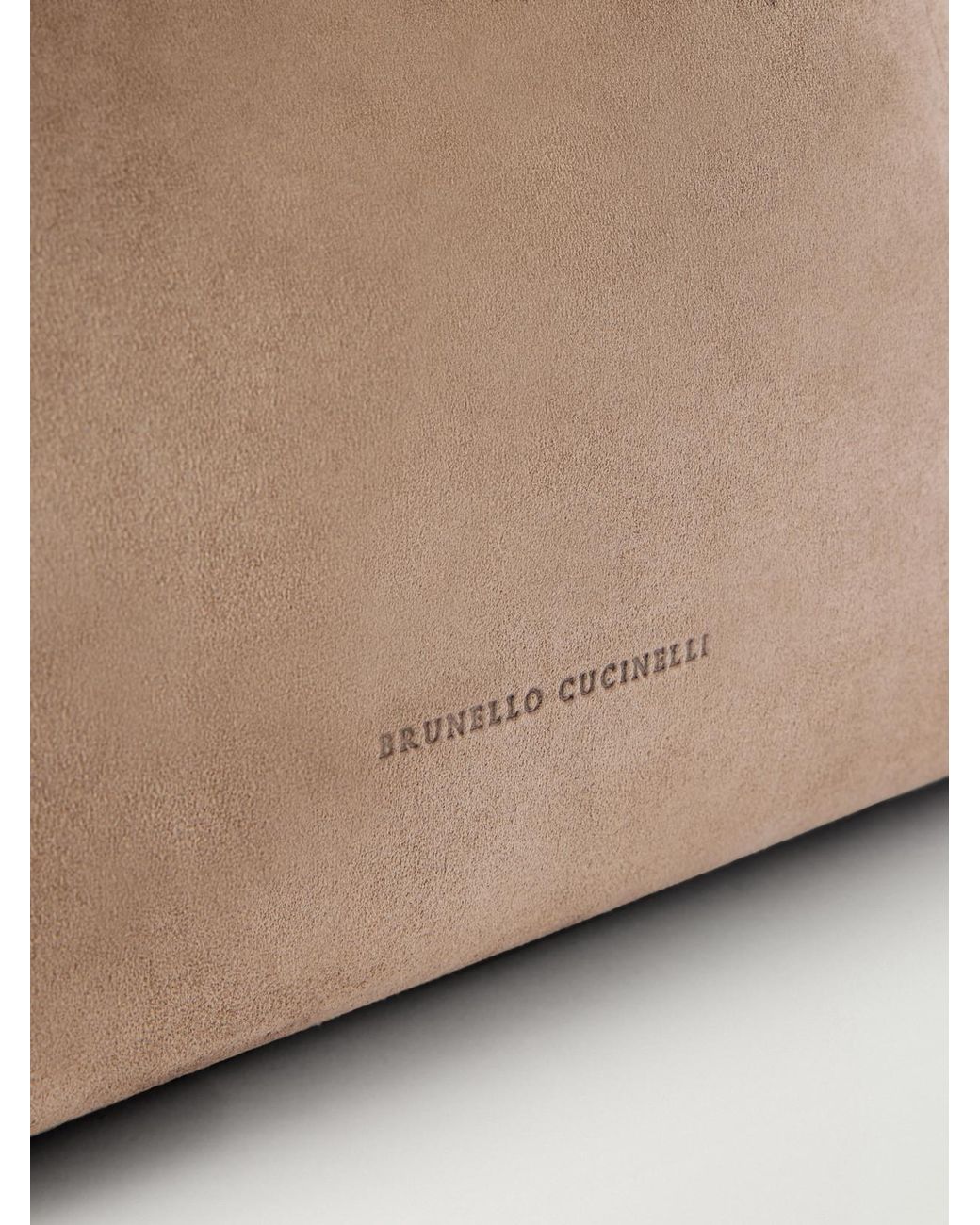 Brunello Cucinelli Natural Bead-Embellished Suede Shoulder Bag