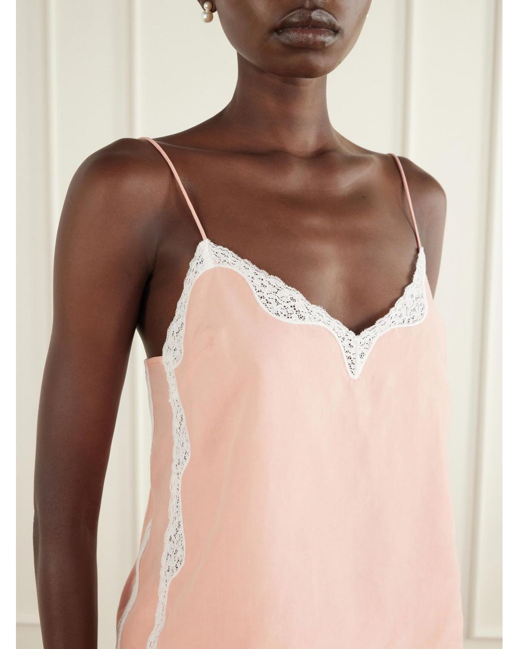 Posse Pink Tabitha Lace-Trimmed Tencel Lyocell Camisole