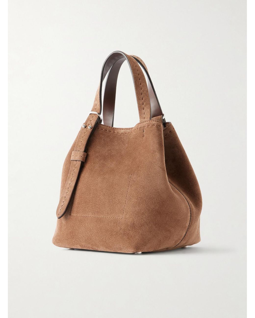 Max Mara Brown Archetipo Logo-Embellished Suede Tote
