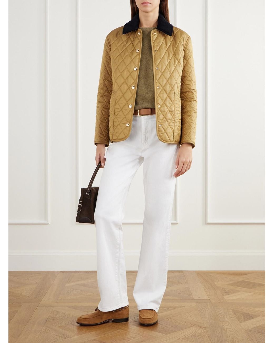 Burberry Brown Corduroy-Trimmed Quilted Shell Jacket