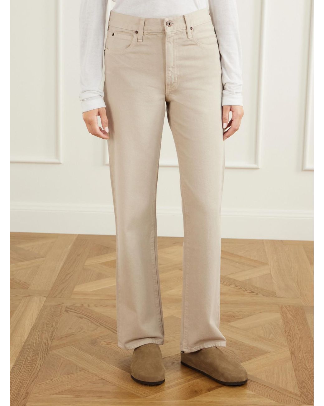 SLVRLAKE Denim Natural Kendra High-Rise Straight-Leg Jeans
