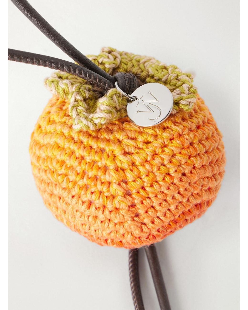J.W. Anderson Natural Persimmon Crocheted Cotton And Leather Bag Charm