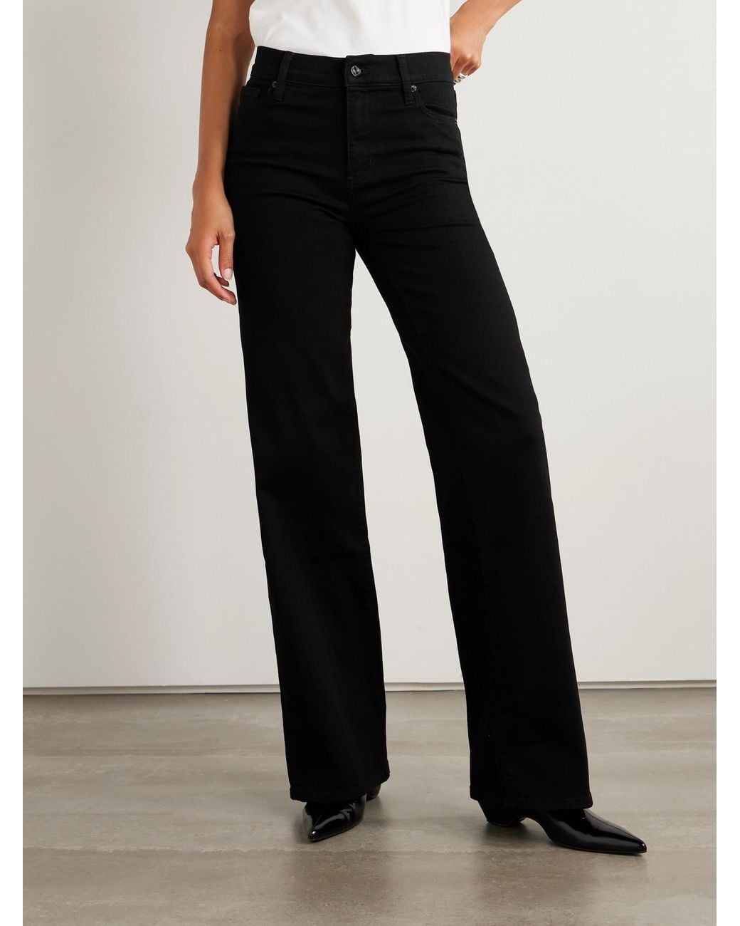 FRAME Black Le Slim Palazzo Long High-Rise Wide-Leg Jeans
