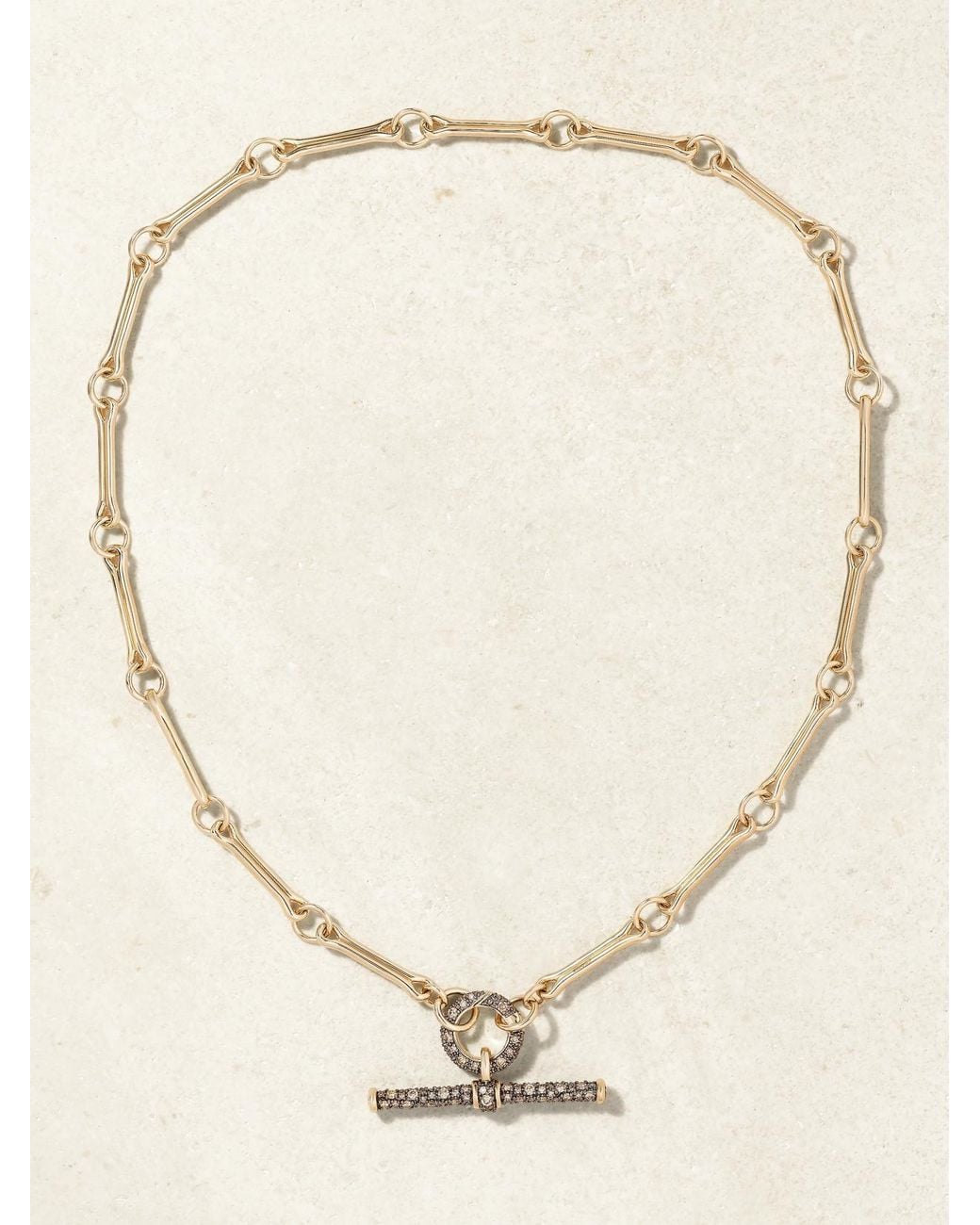 Lucy Delius Natural Show Your Bones And T-Bar Trombone Link 14-Karat, Rhodium-Plated And Diamond Necklace