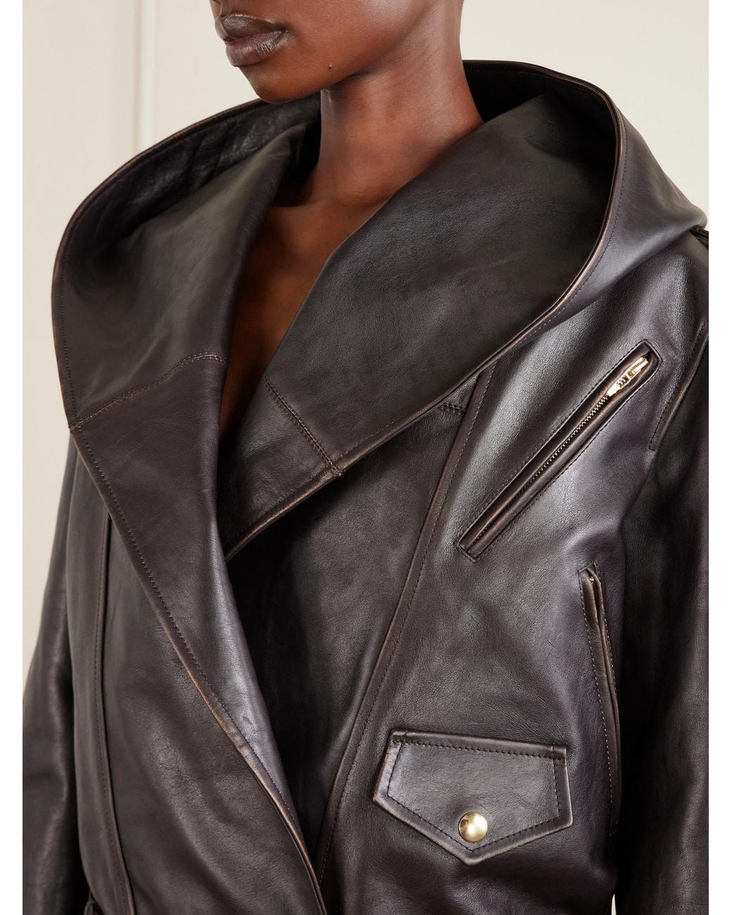 Alaïa Black Belted Leather Biker Jacket