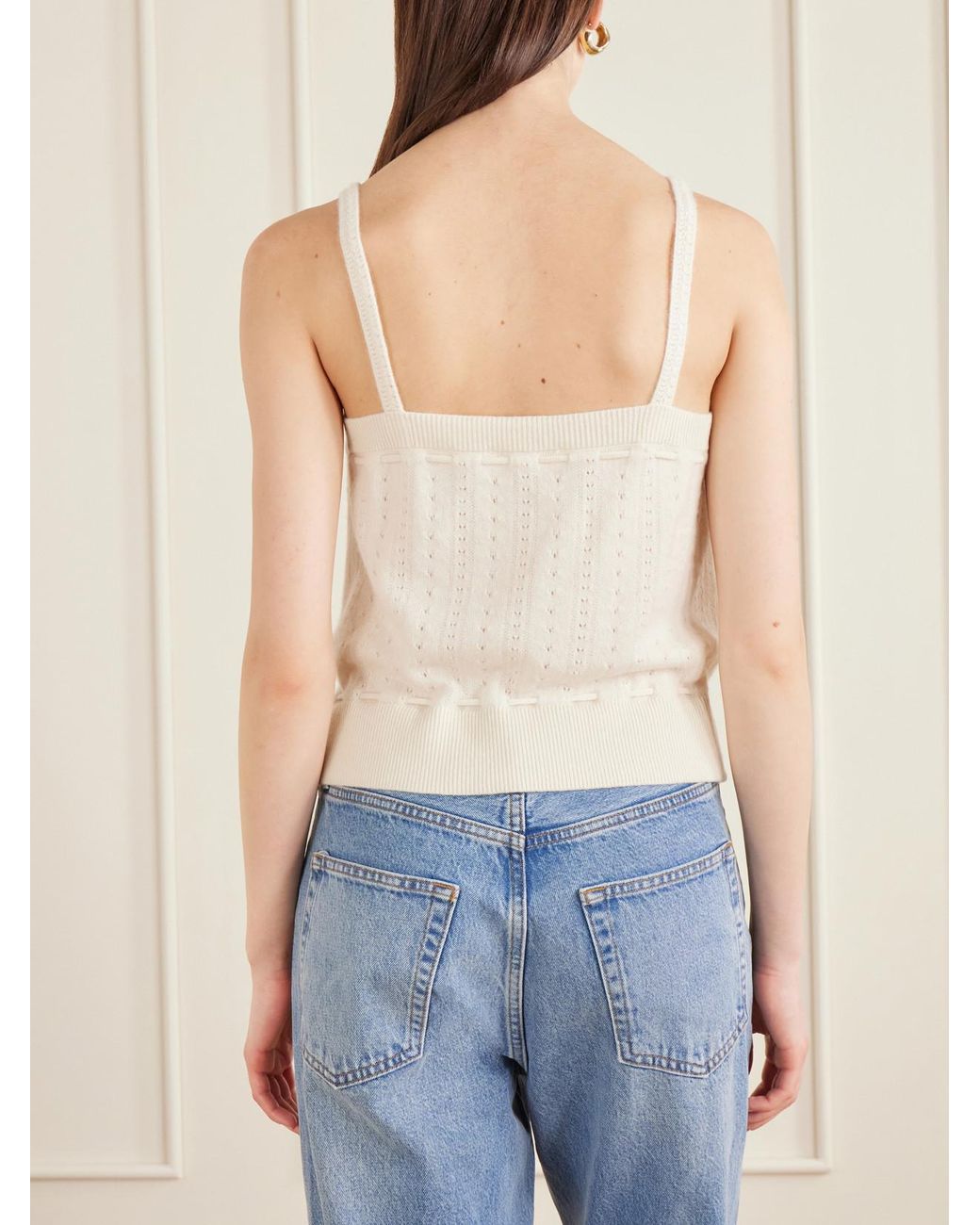 FRAME Natural Charm Knotted Knit Cashmere Tank