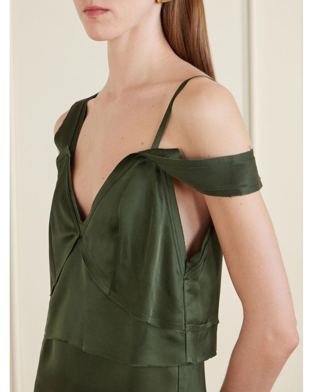 Totême Green Satin Maxi Dress