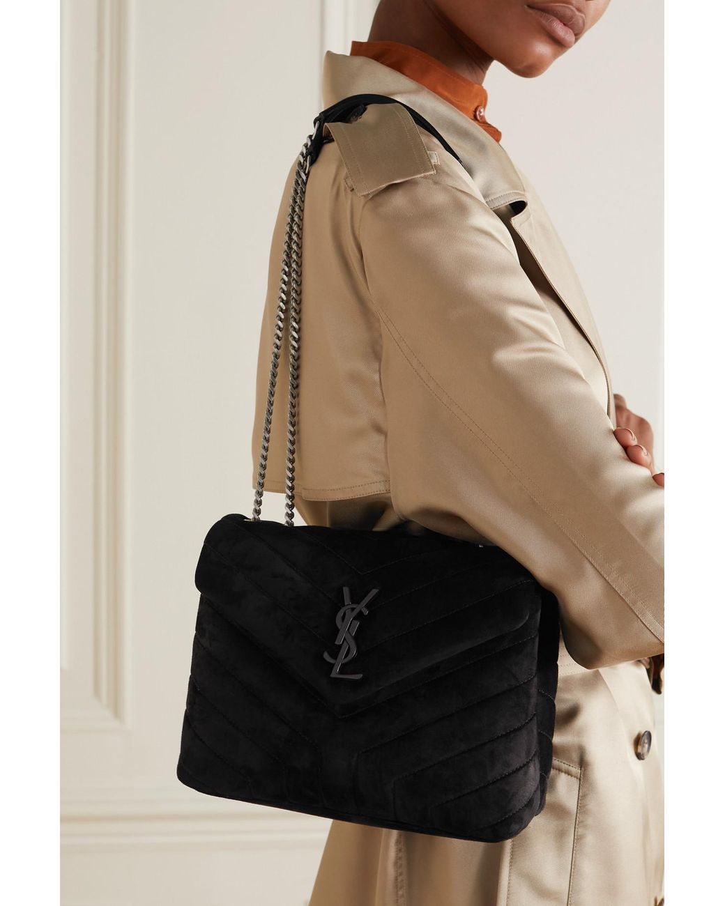Black suede ysl bag sales