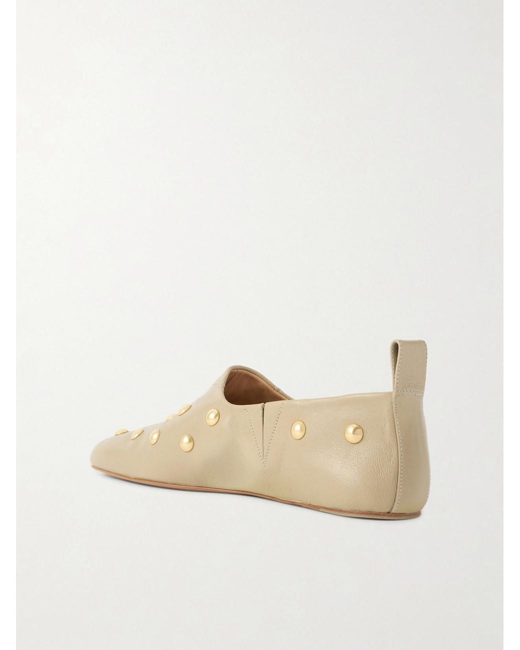 Chloé Natural Rita Embellished Leather Ballet Flats