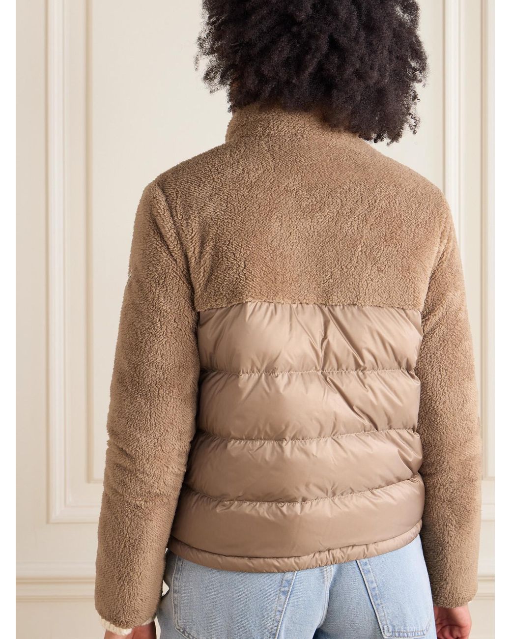 Moncler Brown Polignac Fleece And Quilted Shell Down Jacket