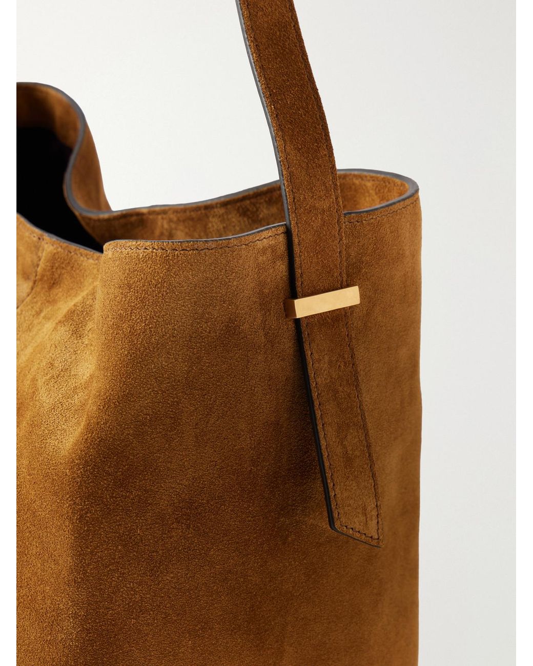 Metier Brown Tilt 22 Suede Shoulder Bag