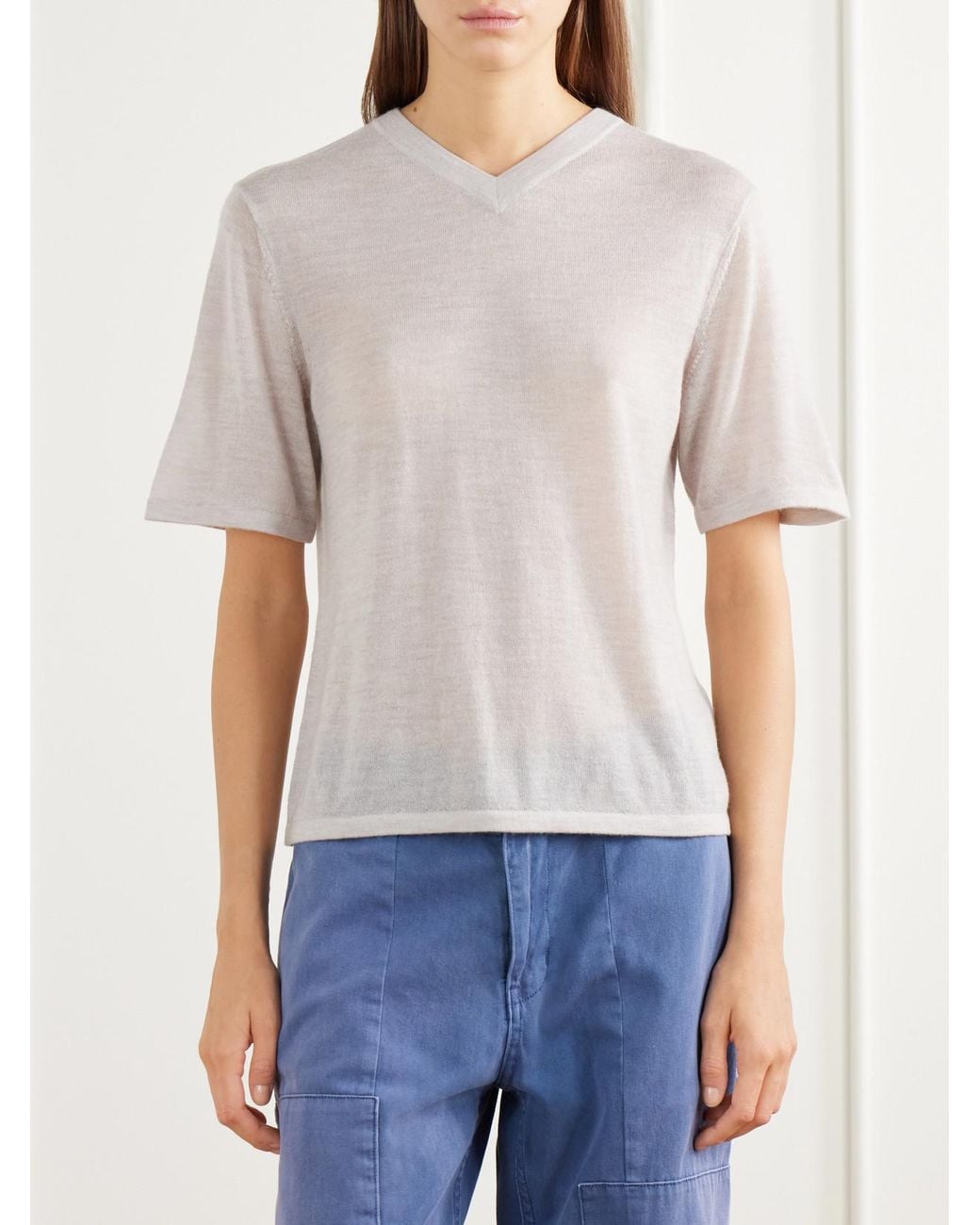 B Sides White Merino Wool T-Shirt