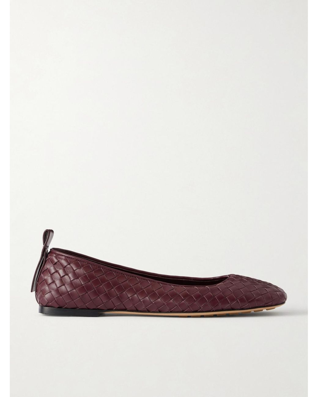 Bottega Veneta Brown Charlotte Intrecciato Leather Ballet Flats