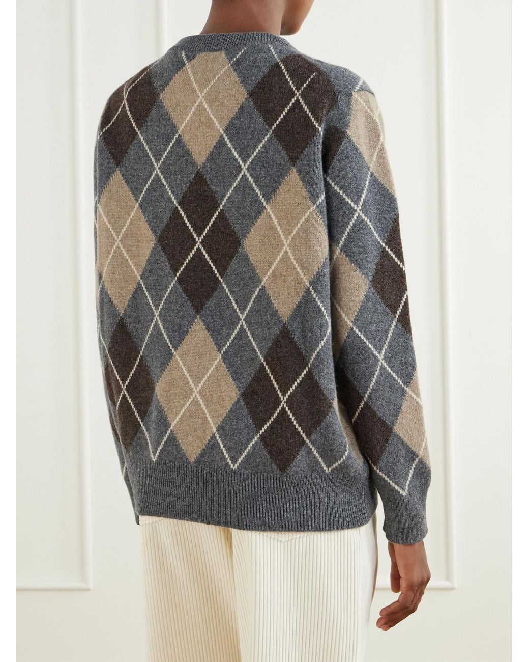&Daughter Gray Ava Argyle Wool Sweater