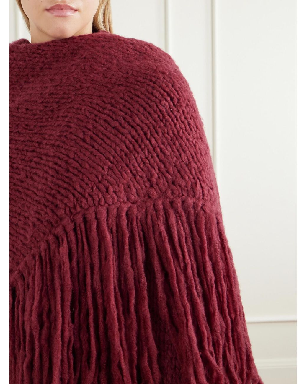 Gabriela Hearst Red Lauren Fringed Cashmere Wrap