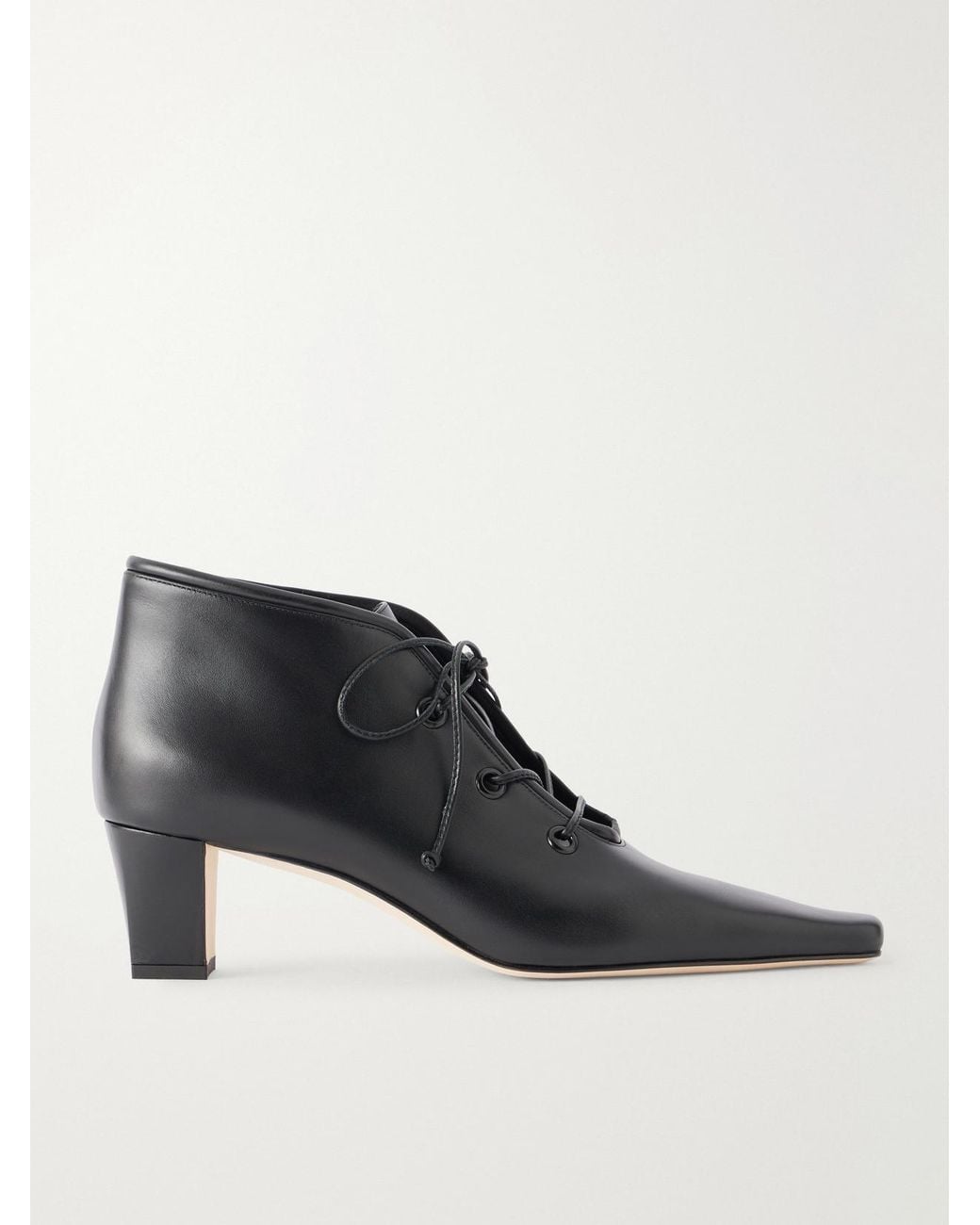 Manolo Blahnik Black Fuxa 50 Leather Ankle Boots