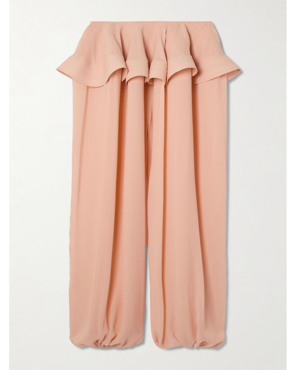 Alaïa Pink Pleated Georgette Peplum Balloon Pants