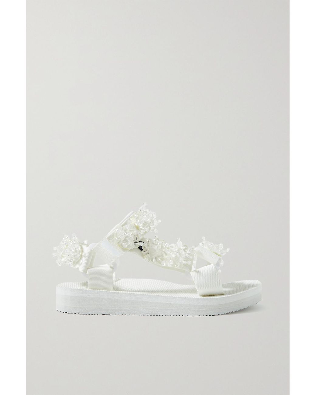 ARIZONA LOVE Trekky Bead embellished Canvas Sandals in White
