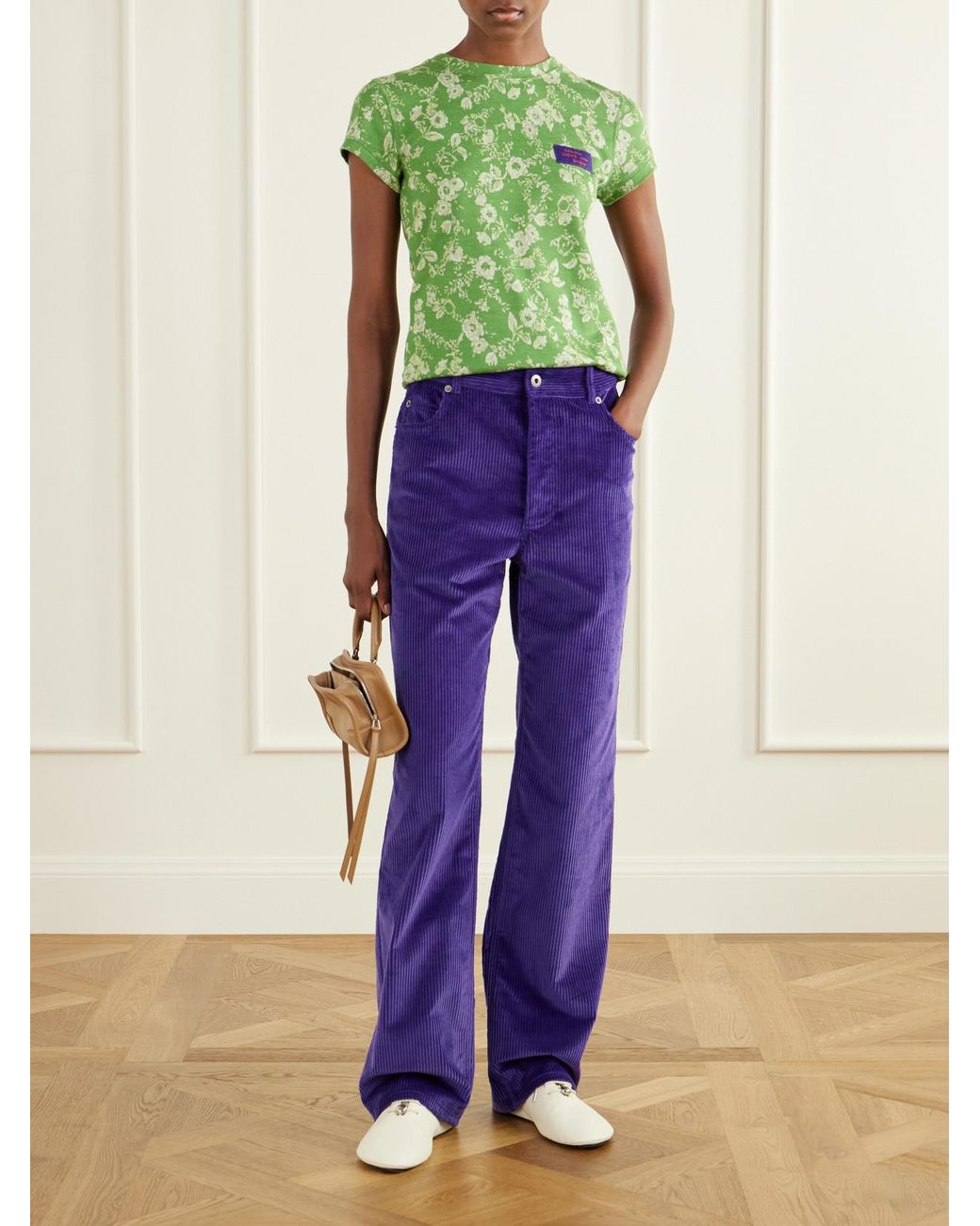 Loewe Purple Cotton-Corduroy Straight-Leg Pants