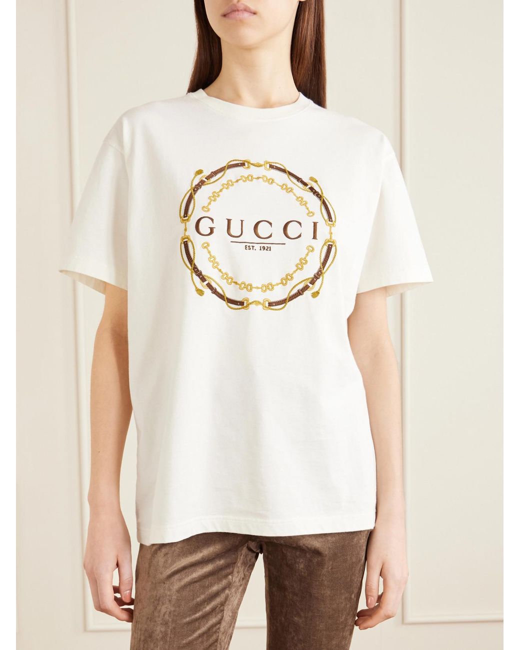 Gucci White Printed Jersey T-Shirt