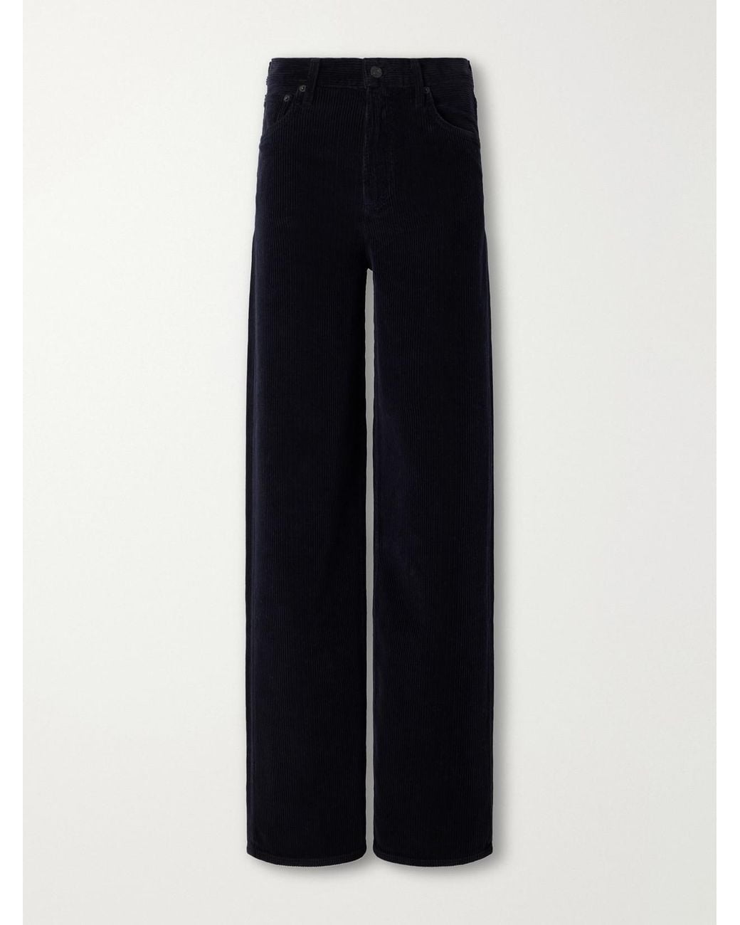Agolde Blue Ren Cotton-Corduroy High-Waist Wide-Leg Pants