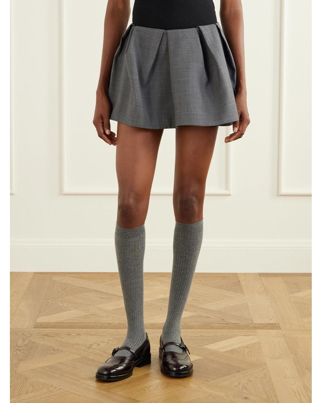 ShuShu/Tong Gray Wool-Blend Mini Skirt