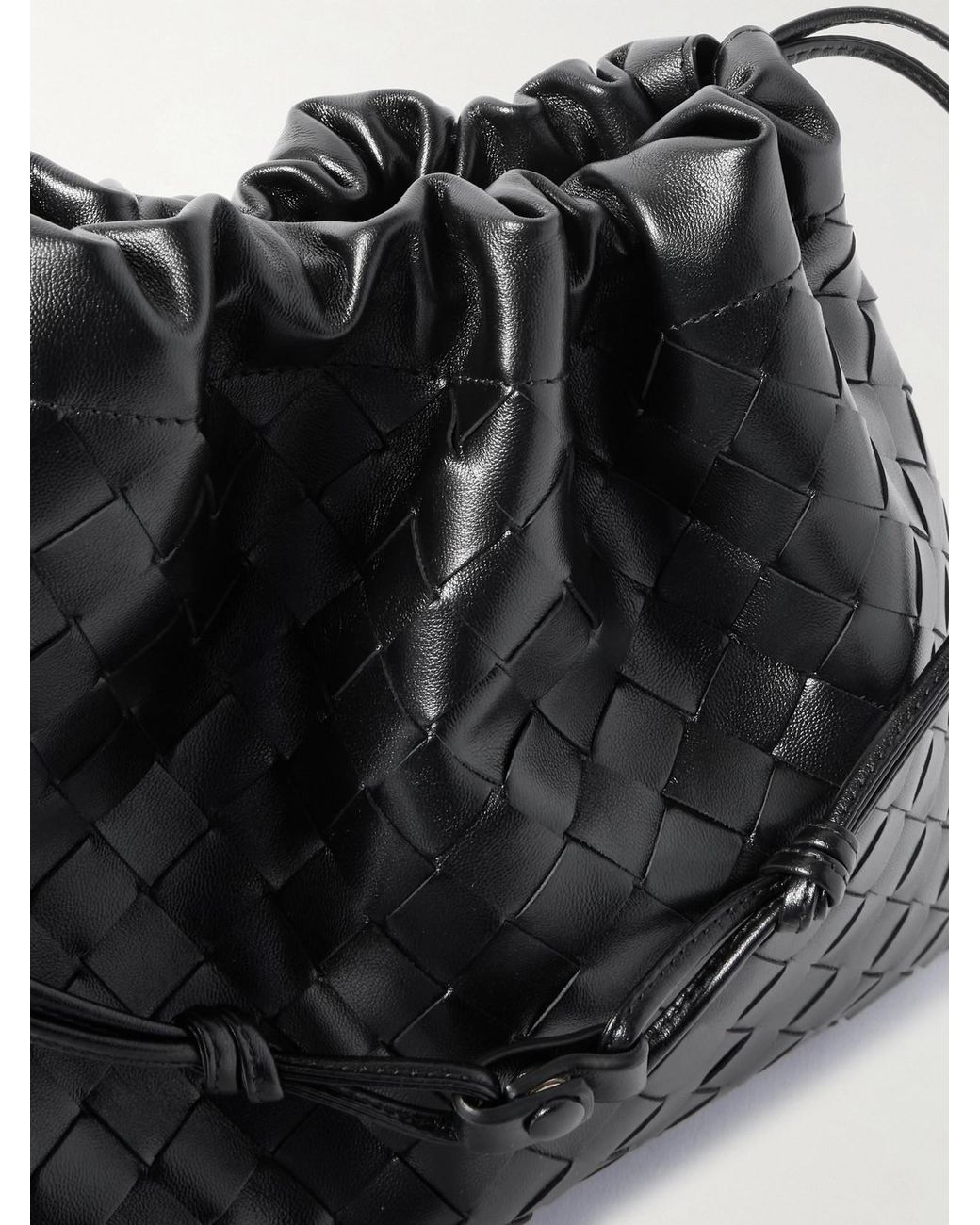 Bottega Veneta Black Dustbag Medium Intrecciato Leather Clutch