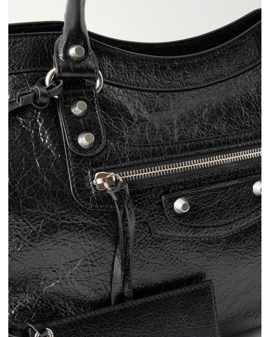 Balenciaga Black Le City Medium Crinkled-Leather Shoulder Bag