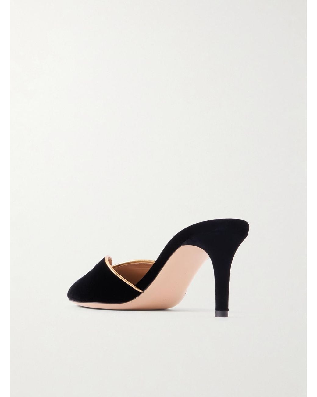 Gianvito Rossi Black 70 Leather-Trimmed Velvet Mules