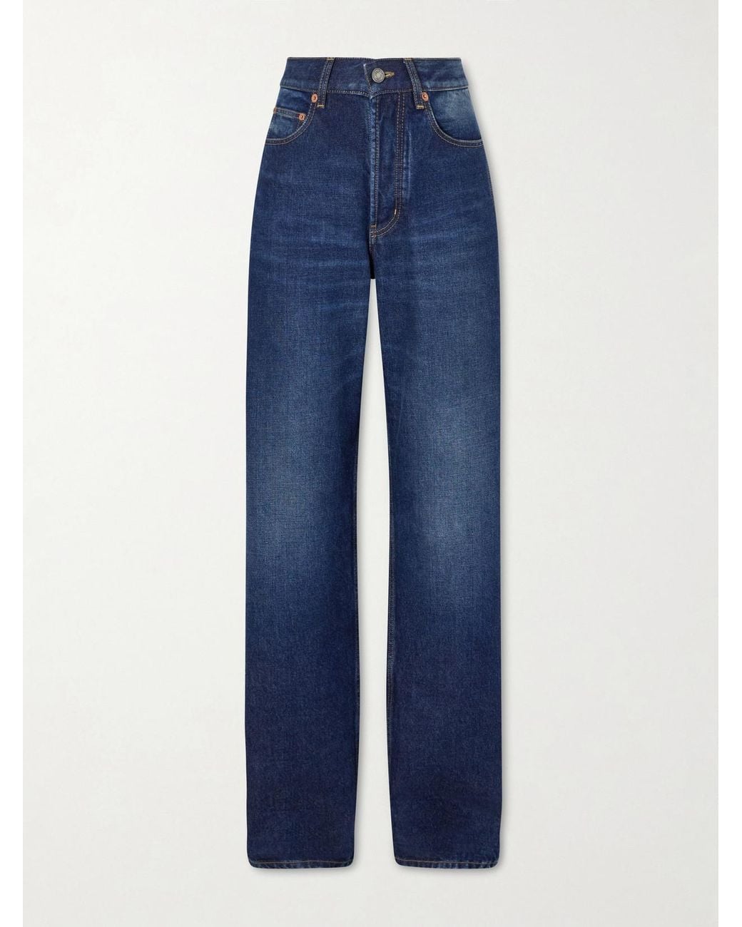 Saint Laurent Blue High-Rise Wide-Leg Jeans