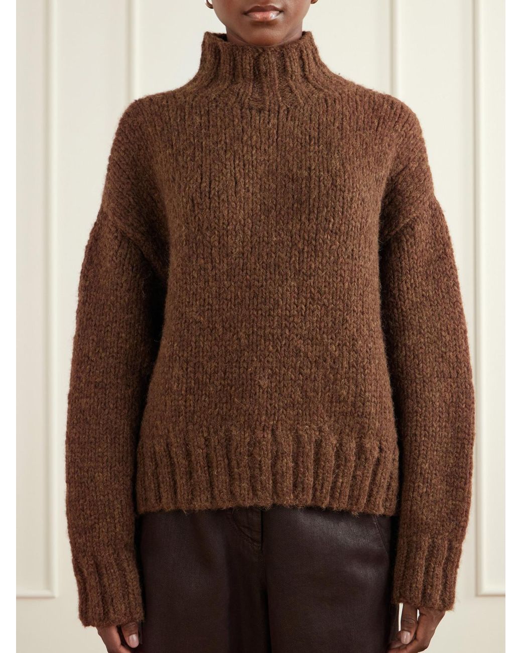Lauren Manoogian Brown Alpaca, Merino Wool And Cotton-Blend Turtleneck Sweater