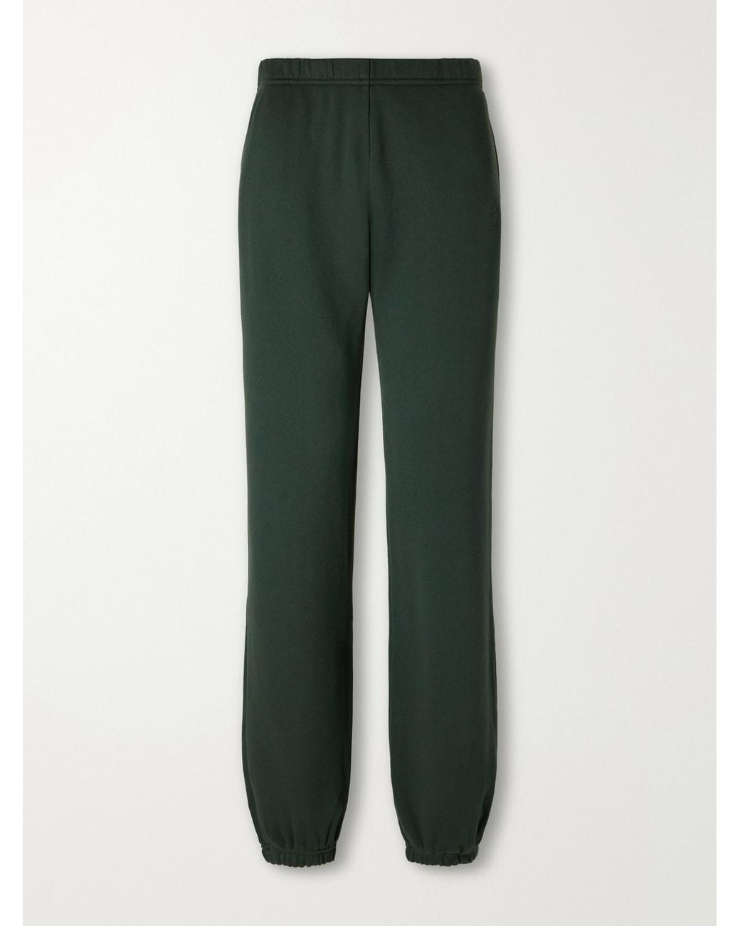 ÉTERNE Green Logo-Embroidered French Cotton And Modal-Blend Terry Tapered Track Pants
