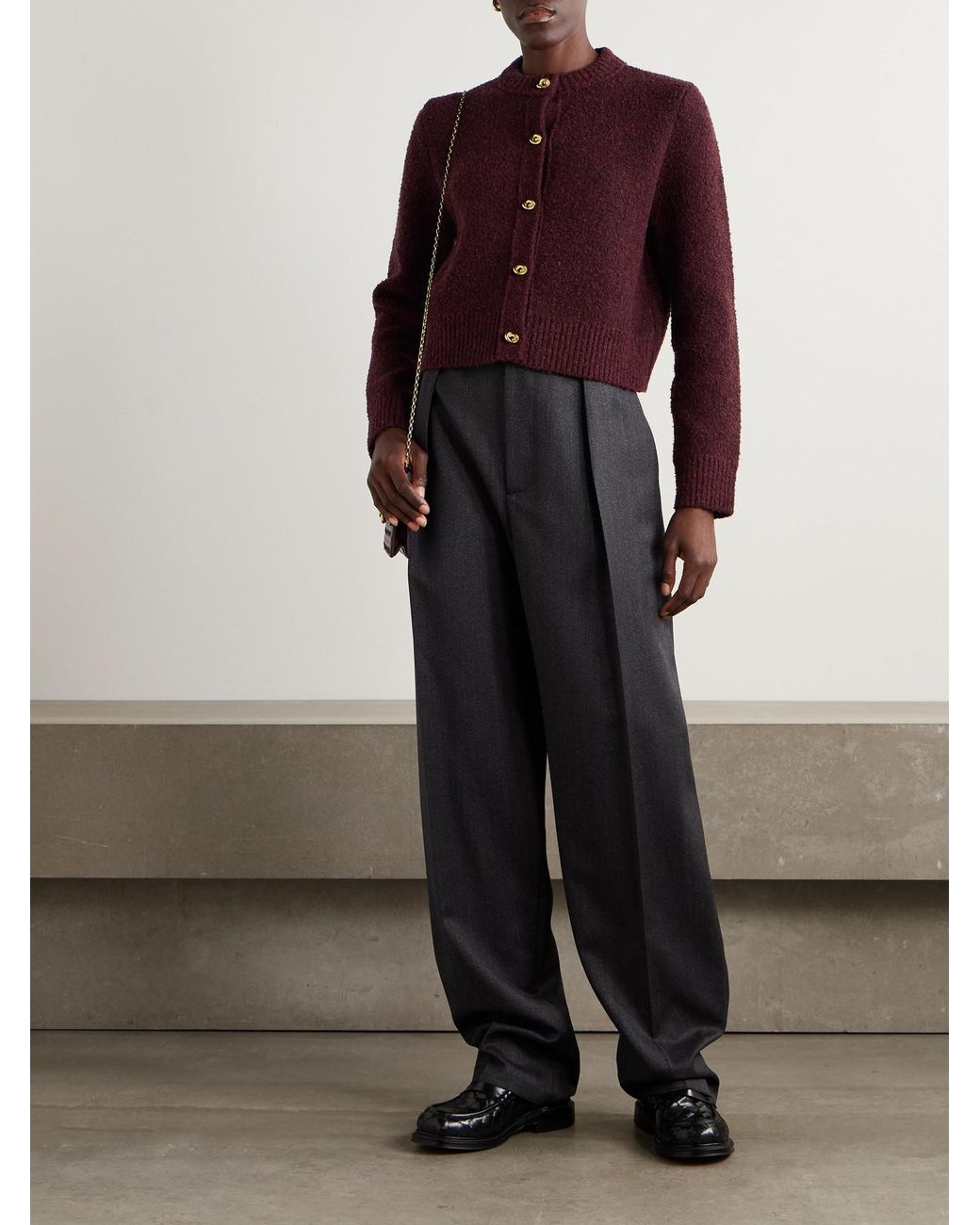 Bottega Veneta Purple Bouclé Cardigan
