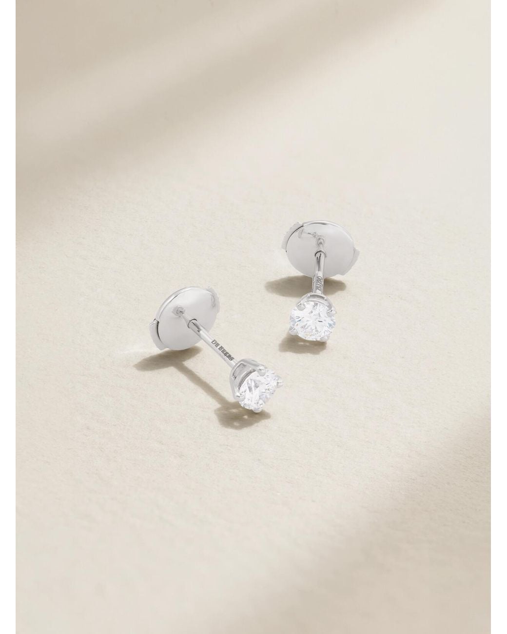 De Beers London Natural Db Classic Platinum Diamond Earrings