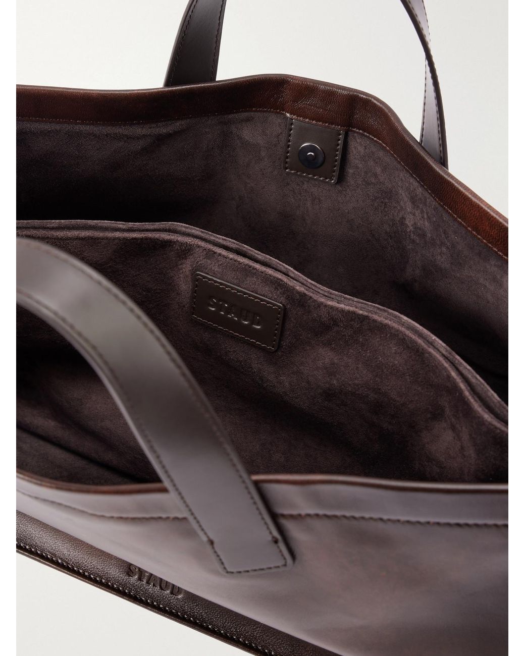 Staud Brown Port Logo-Debossed Leather Tote
