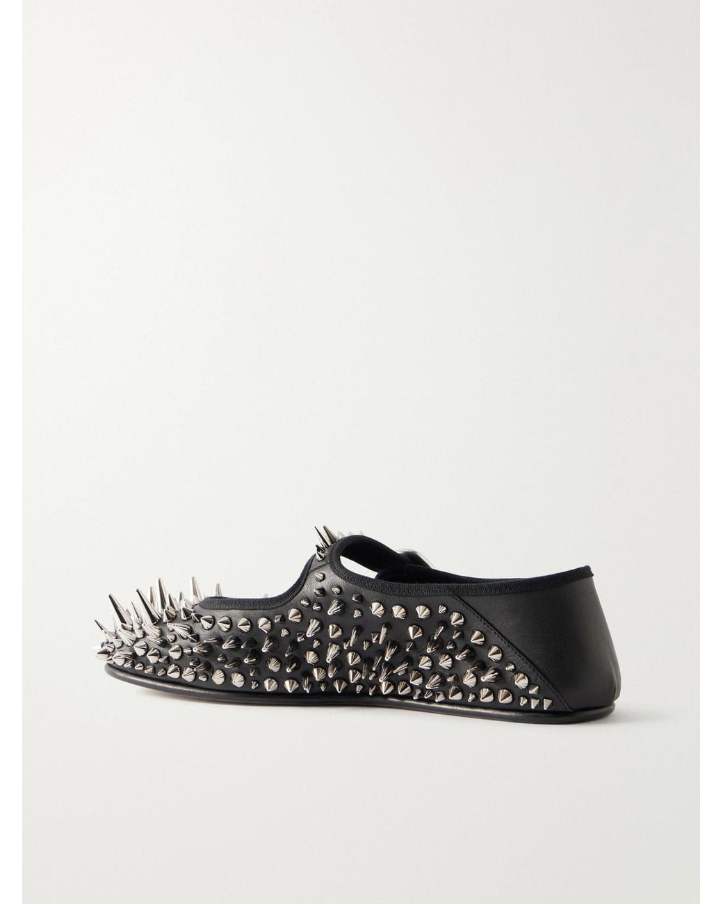 Bottega Veneta White Veneziana Studded Leather Mary Jane Ballet Flats