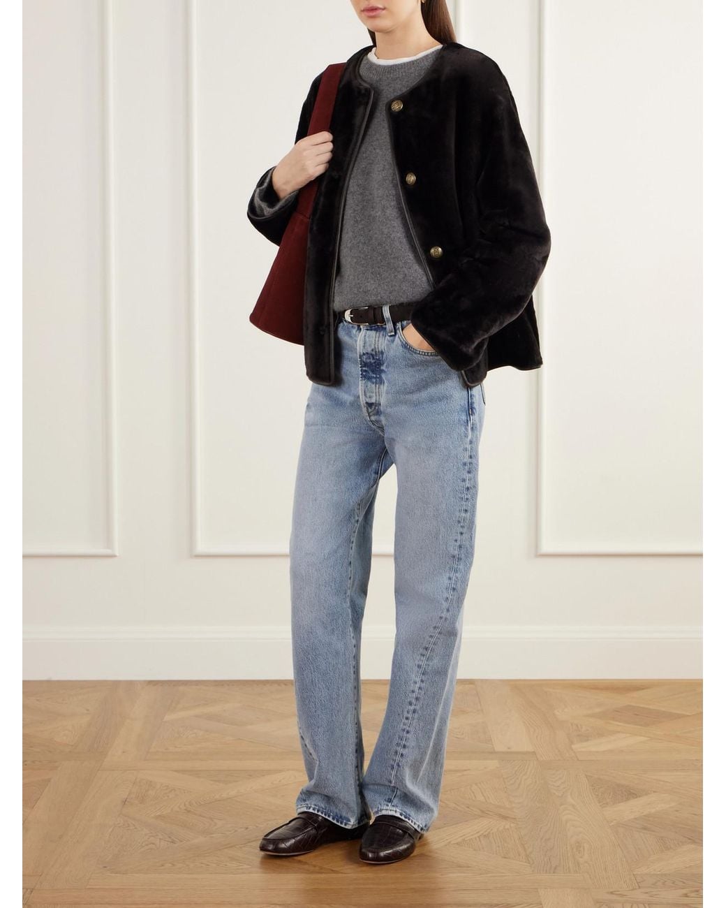 Arma Black Gloria Reversible Shearling And Leather Jacket
