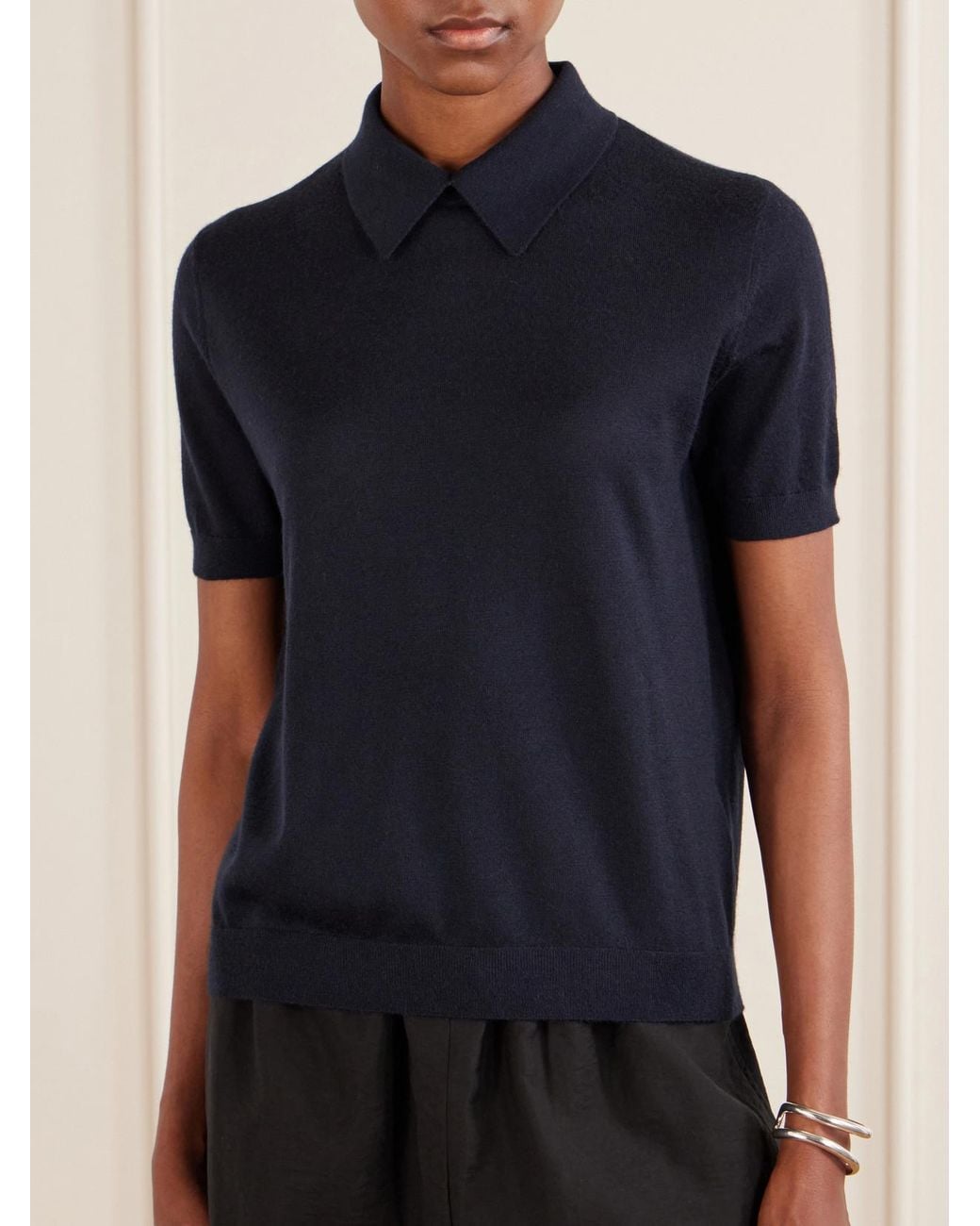 Lisa Yang Blue Naara Cashmere Polo T-Shirt