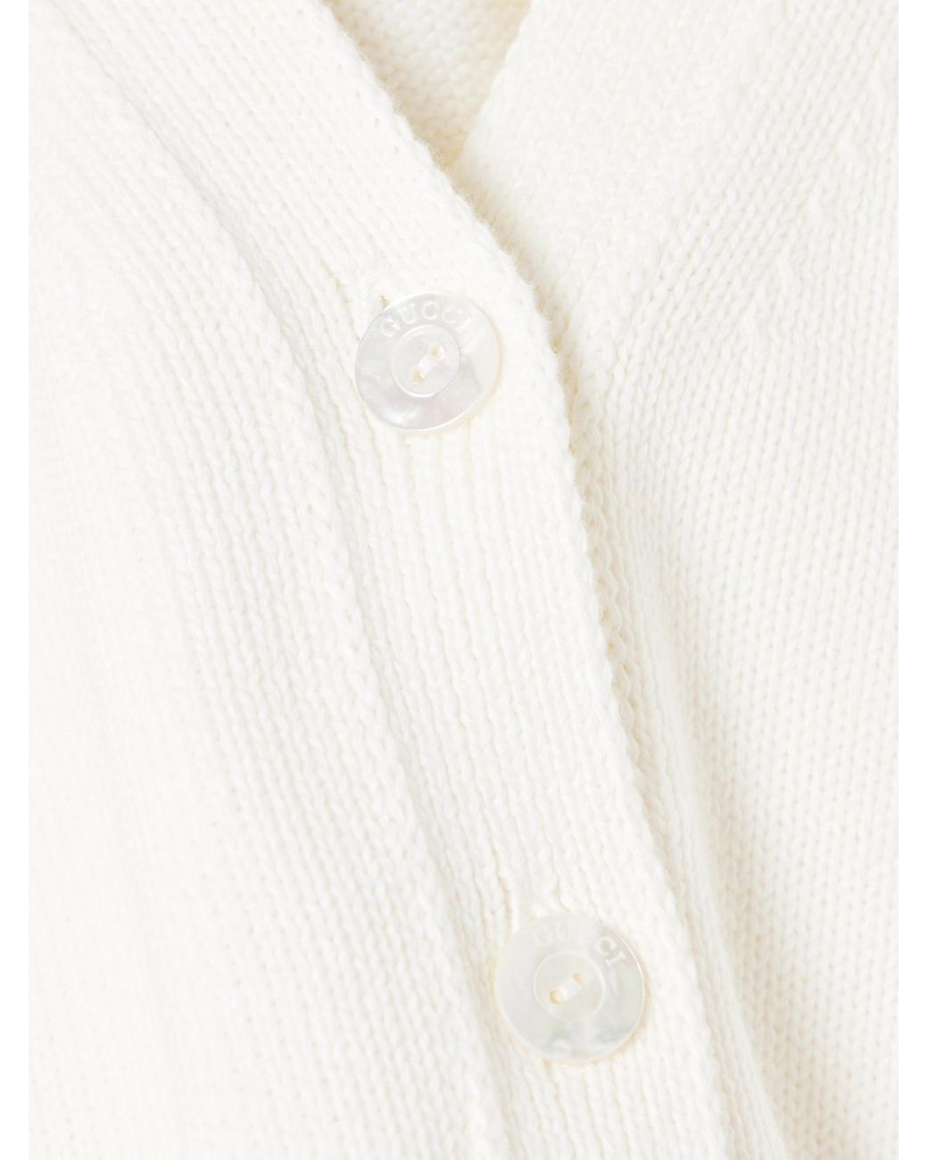 Gucci White Embroidered Cotton Cardigan
