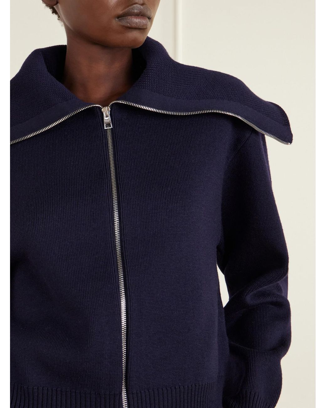 Rohe Blue Wool-Blend Zip-Up Cardigan