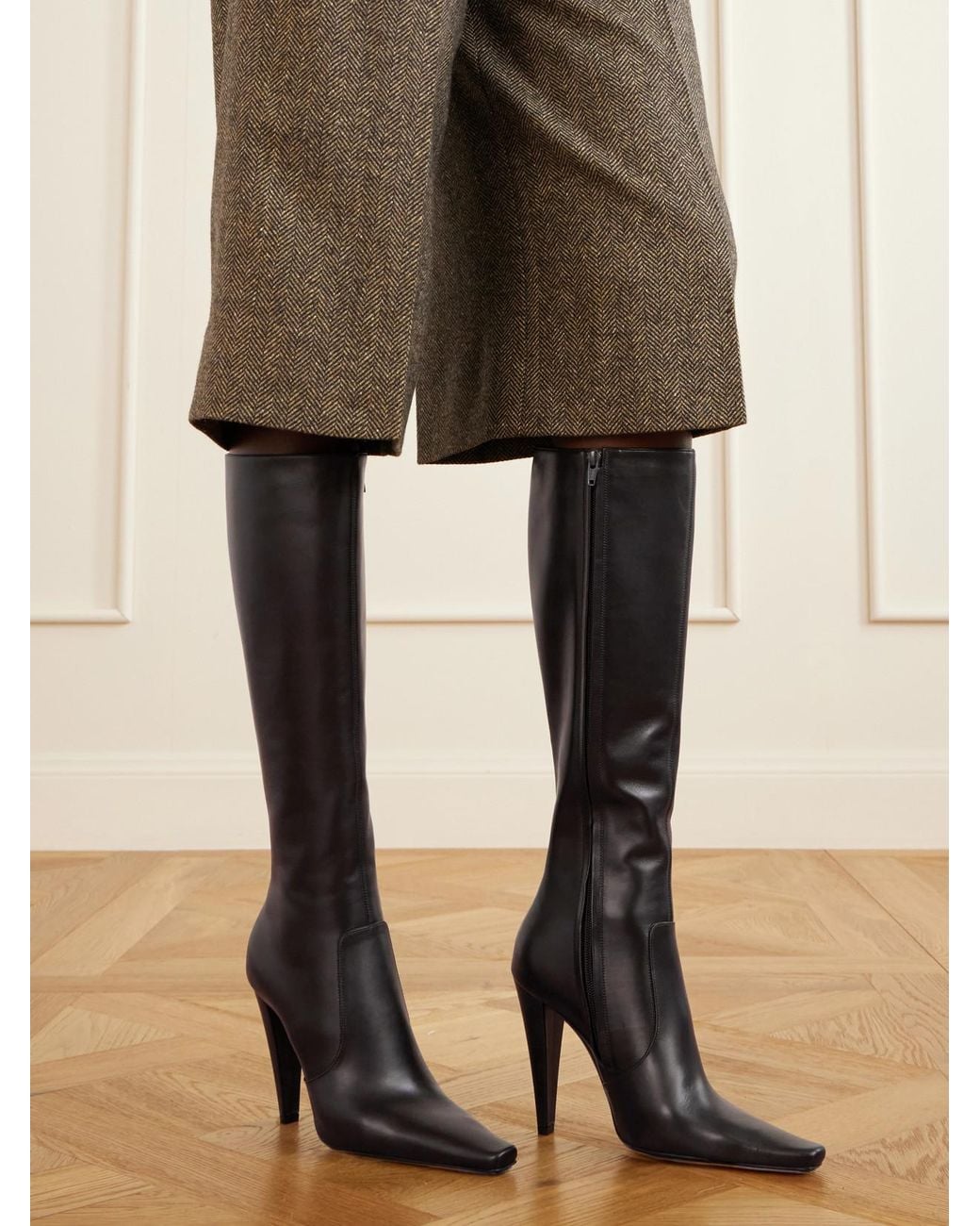 Saint Laurent Black 77 110 Leather Knee Height Boots