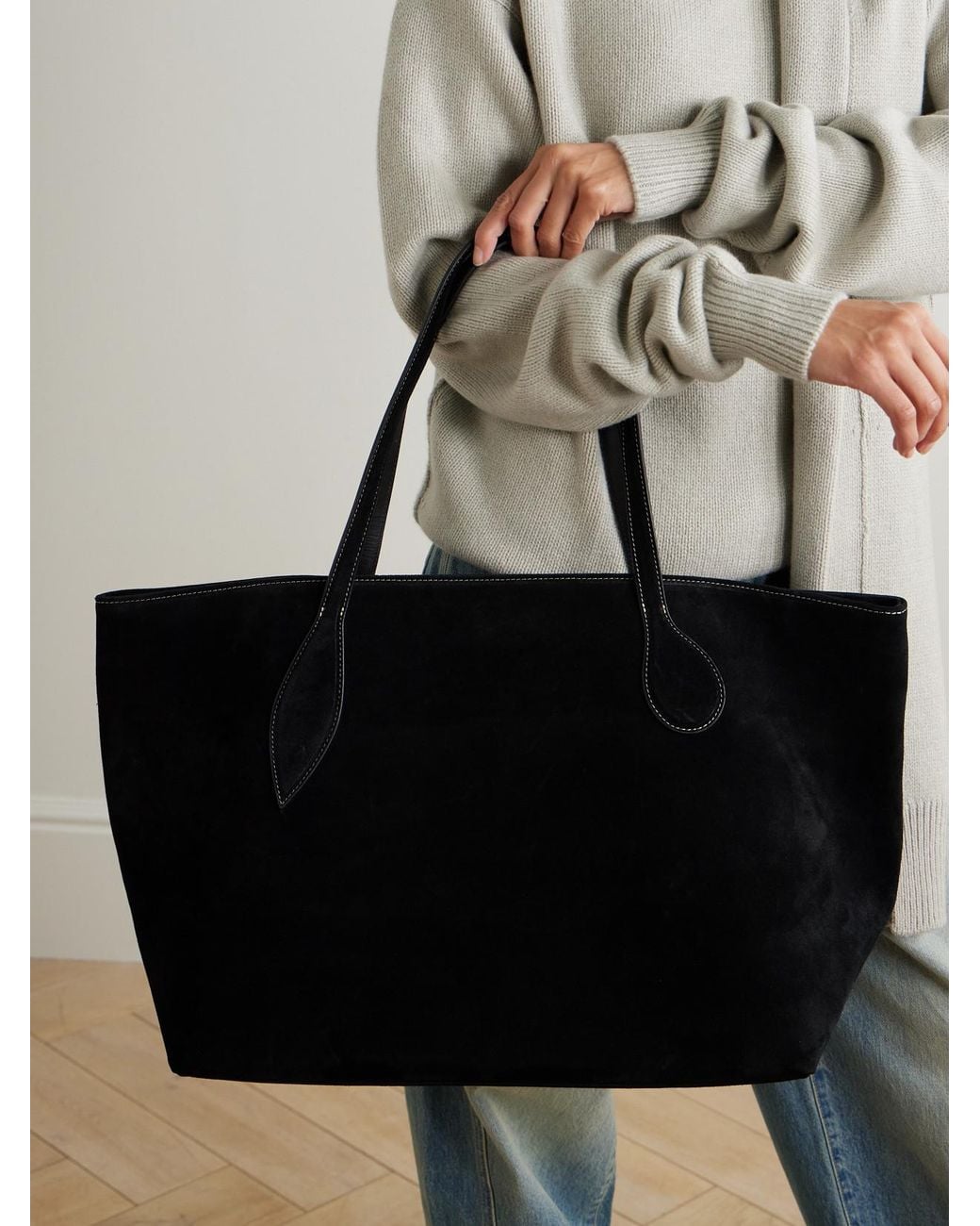 Liffner Black Mega Sprout Suede Tote
