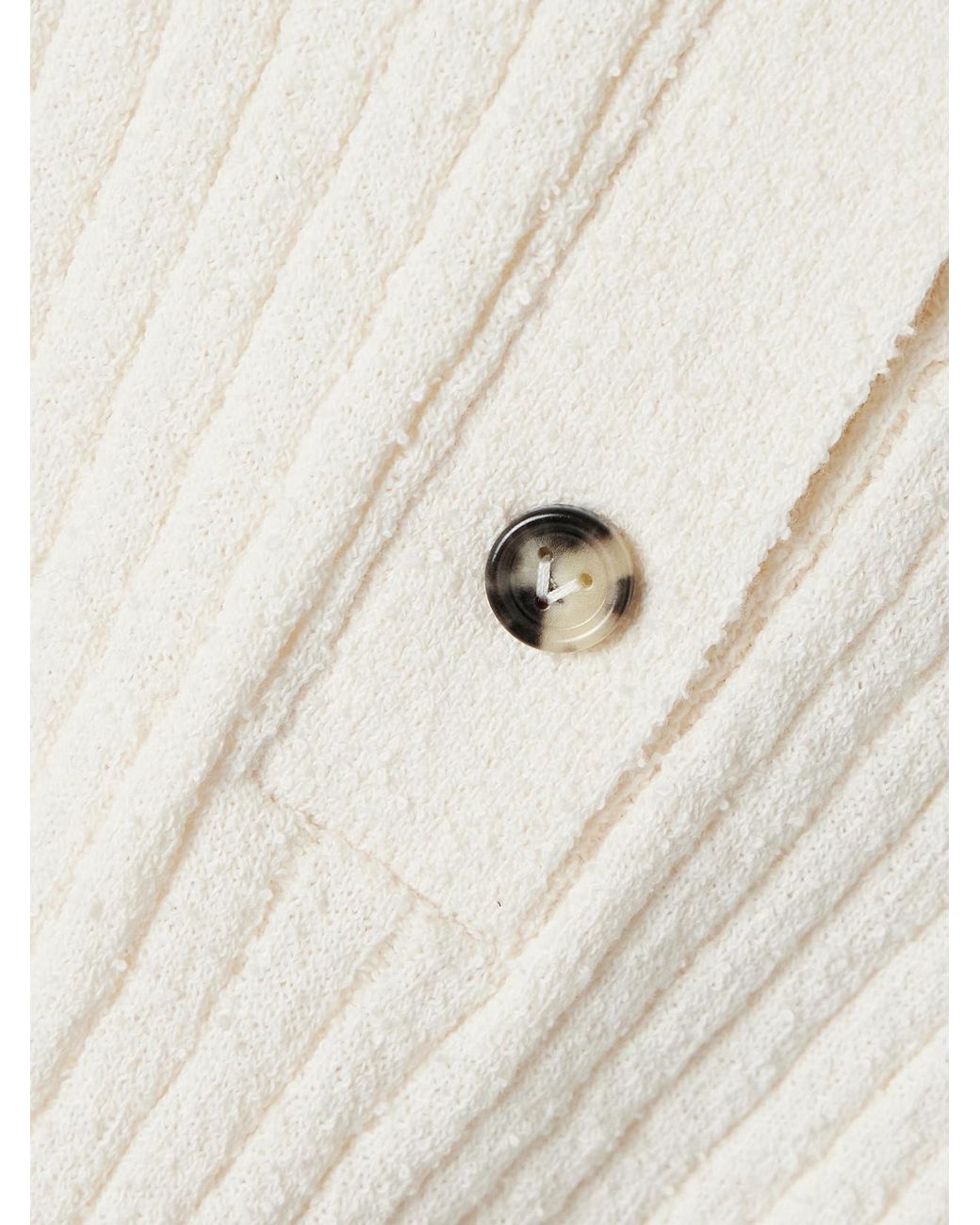 Bottega Veneta Natural Ribbed Cotton-Blend Bouclé Top