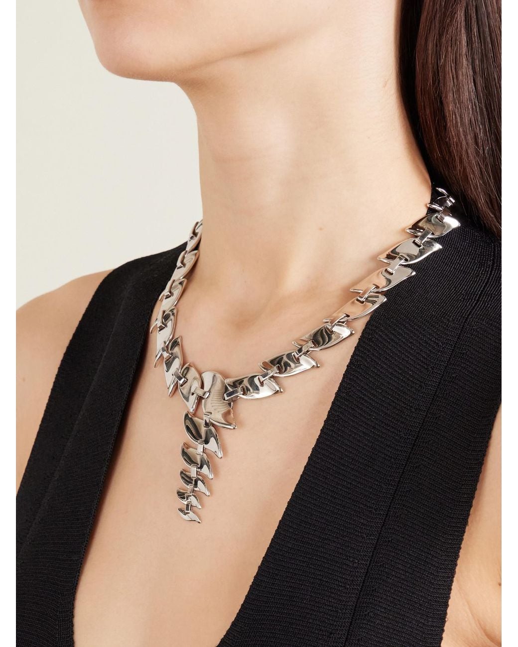 Khaite White Leaf-Tone Necklace